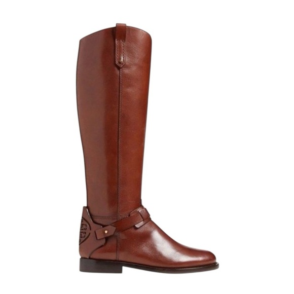 NWOB Tory Burch 'Derby' Leather Riding Boots In Saddle Brown - Size 8.5 - Picture 14 of 16